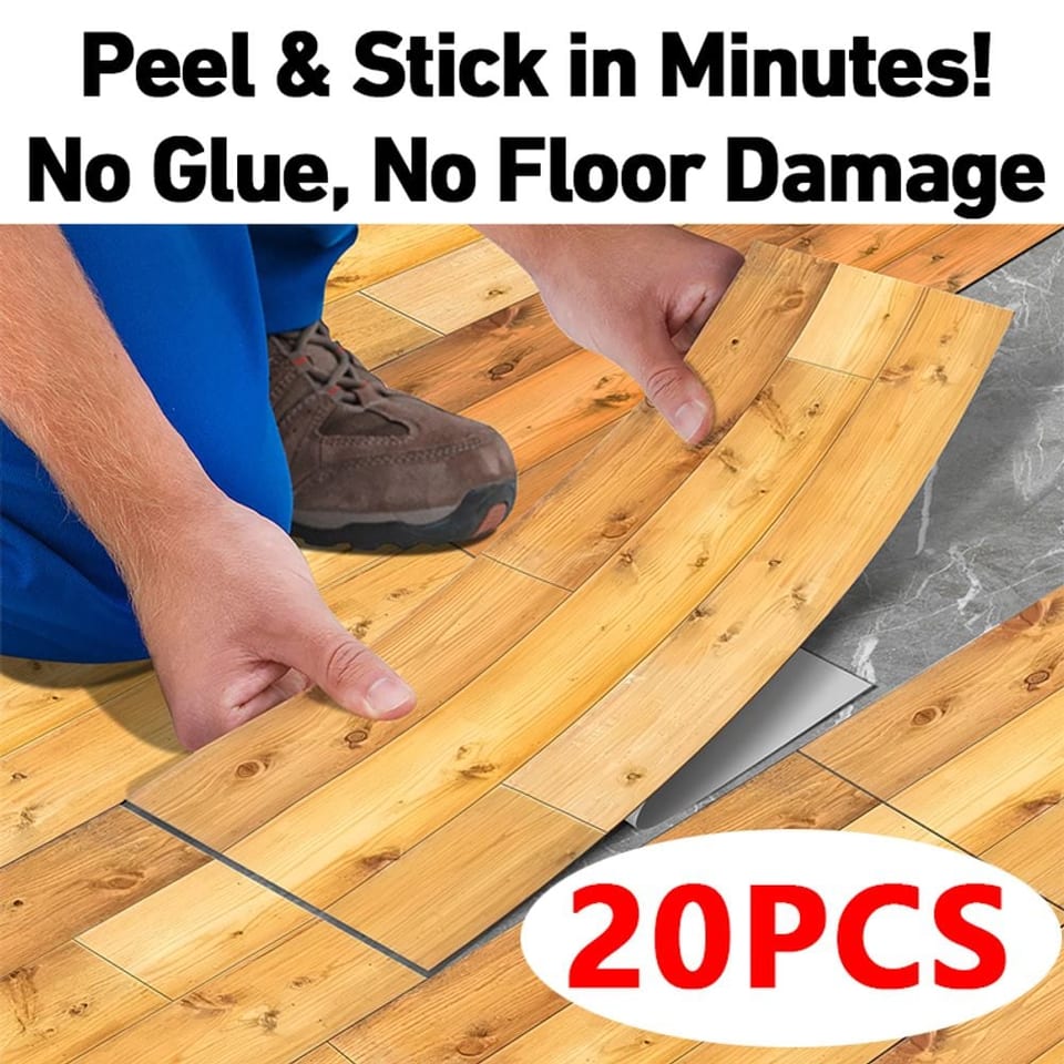 Wood Grain Self-Adhesive Anti-Slip Floor Stickers, Durable PVC Peel-and-Stick, product photo