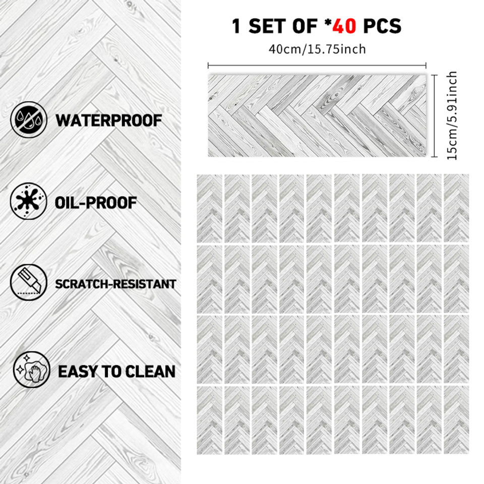 Gray Wood Grain Floor Tiles, Self-adhesive PVC Flooring, Waterproof And, product photo