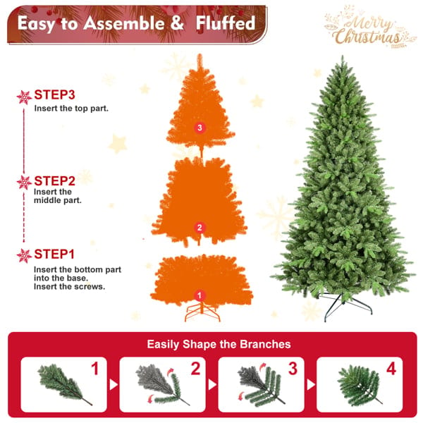 Artificial 6ft Green Christmas Tree With 1168 PE PVC Mixed Branch Tips, Hinged, product photo