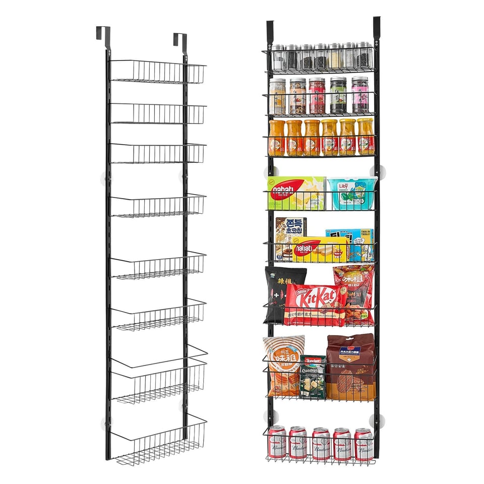 8-Tier Over The Door Pantry Organizer Hanging Storage Rack Adjustable Kitchen, product photo
