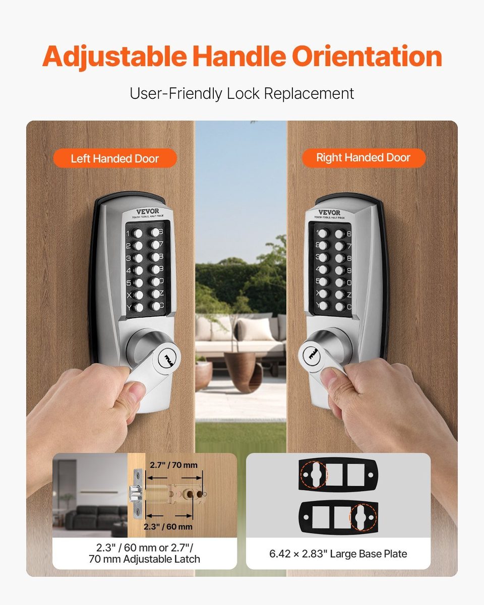 Mechanical Keyless Entry Door Lock, 14 Key Mechanical Door Lock With Keys, product photo