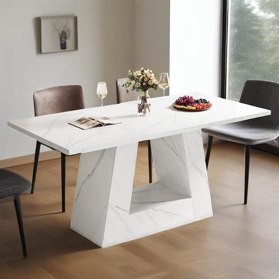 Dining Table For 4 To 6 People, 63" Rectangular Dining Room Table, Modern, product photo