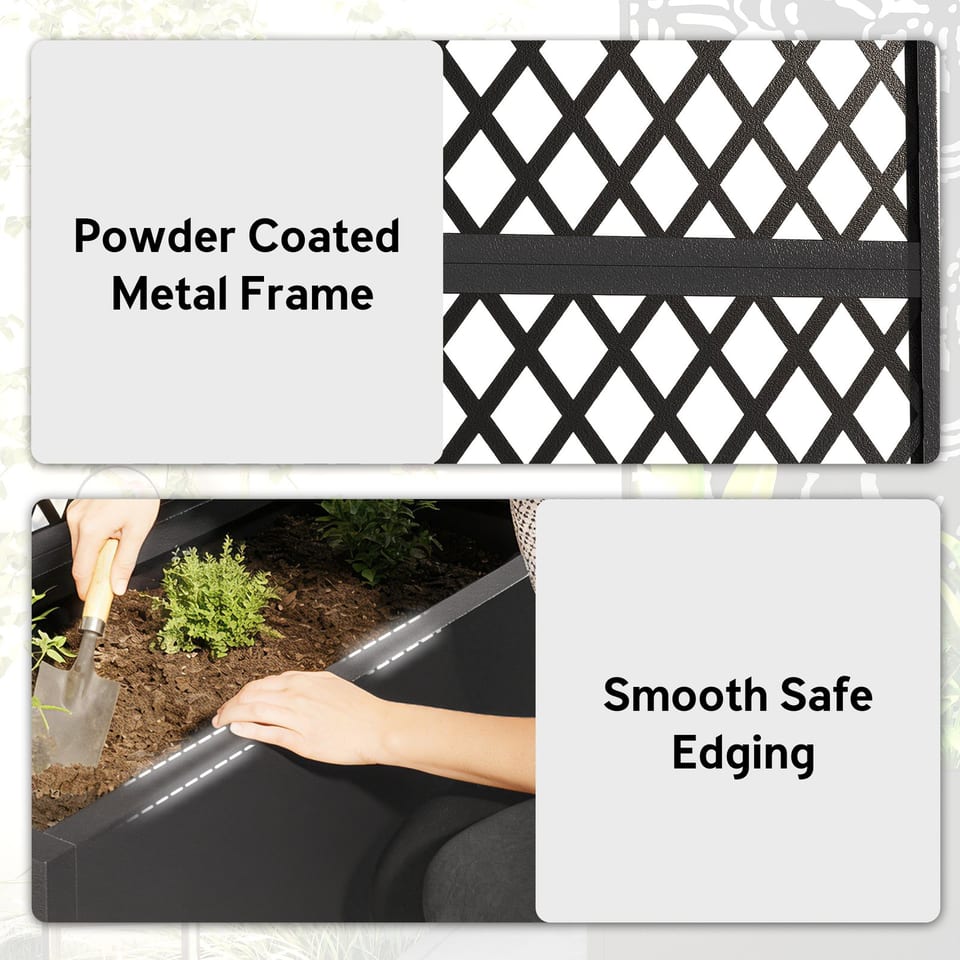 Metal Planter Box With Trellis, product photo