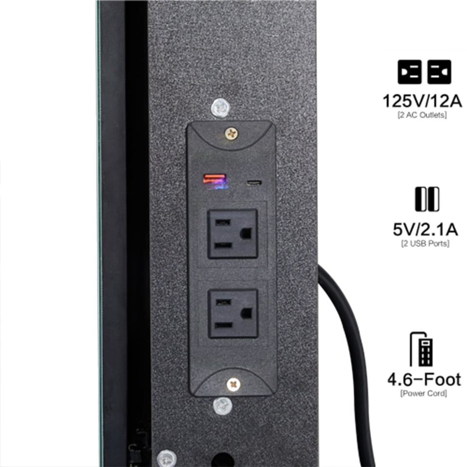29.2 Small Size Drawer Desktop Vanity Table Cushioned Stool, 2 AC-2 USB Power, product photo