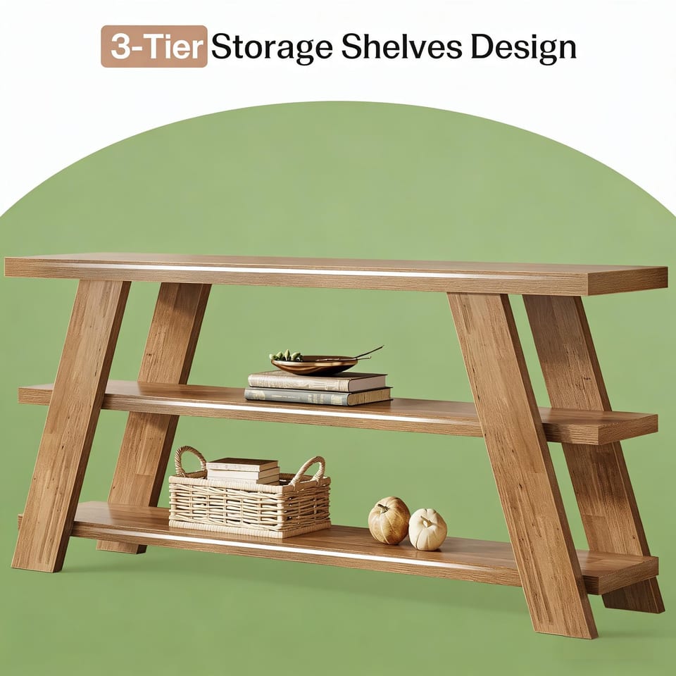 Slim Storage Side Table,3-Tier Console Table,Sofa Table, product photo