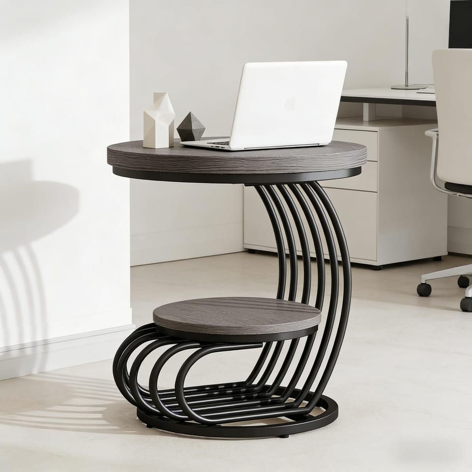2 Tiers Couch Table,Round Side Table,End Table, product photo