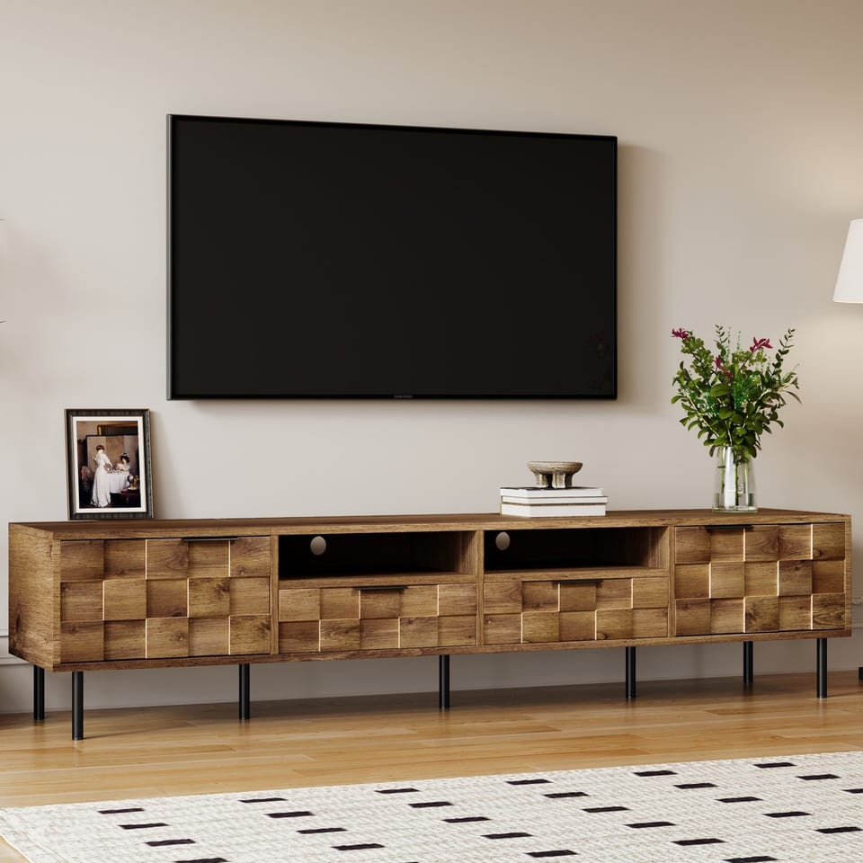 Mid Century TV Stand With 2 Drawers, Media Console Table For TVs Up To 85'', product photo