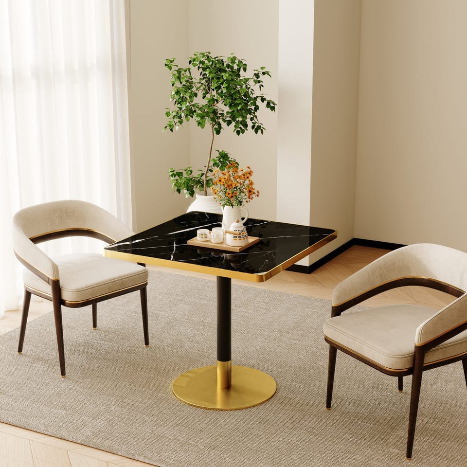 Square Modern Dinning Table 31.5 Inches Bistro Table Tulip Table With Faux, product photo