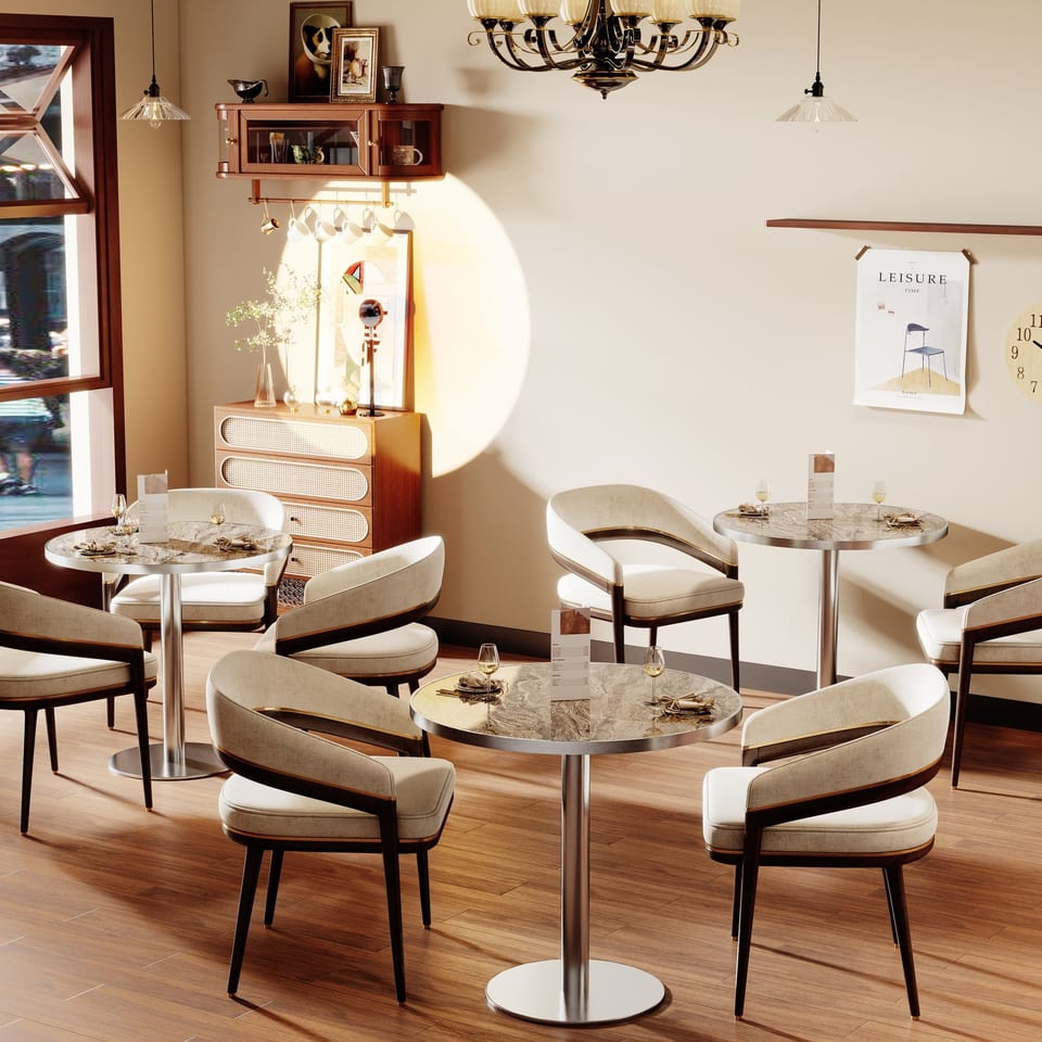 Round Modern Dinning Table 31.5 Inches Bistro Table Tulip Table With Faux, product photo