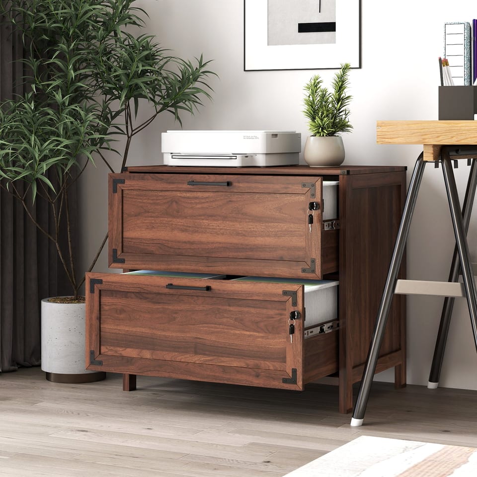 2 Drawer Farmhouse File Cabinet,Filing Cabinet With Lock For Home Office, product photo