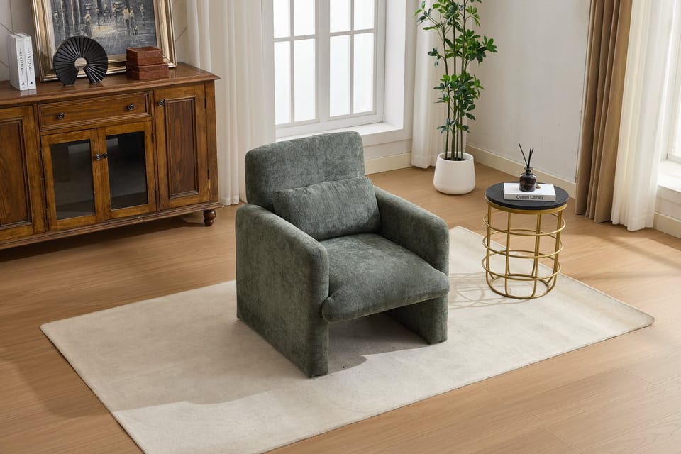 Modern Accent Chair, Contemporary Boucle Fabric Accent Armchair Comfy, product photo
