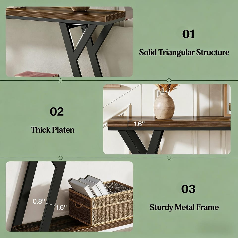 Couch Table,2-Tier Console Table,Sofa Table Couch, product photo