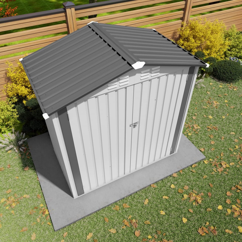 6X3.6FT Metal Storage Shed,Tool Shed With Peaked Roof Waterproof With Clear, product photo
