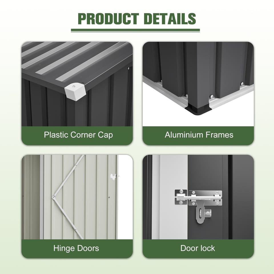 Metal Outdoor Storage Shed 6FT X 4FT, Steel Utility Tool Shed Storage House, product photo