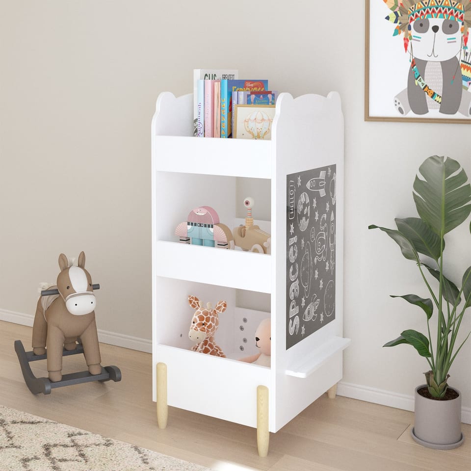 Bear-Shaped 3-Tier Bookshelf with Chalkboard Side, product photo