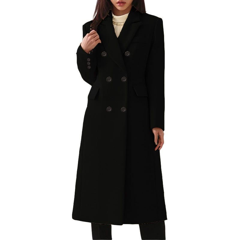 Women's Large Long Style Woolen Coat, product photo