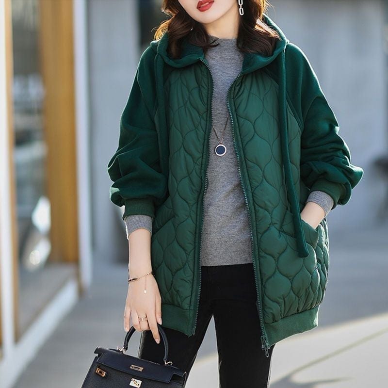 Hooded Stitching Down Thick Coat Cotton-padded Jacket, product photo