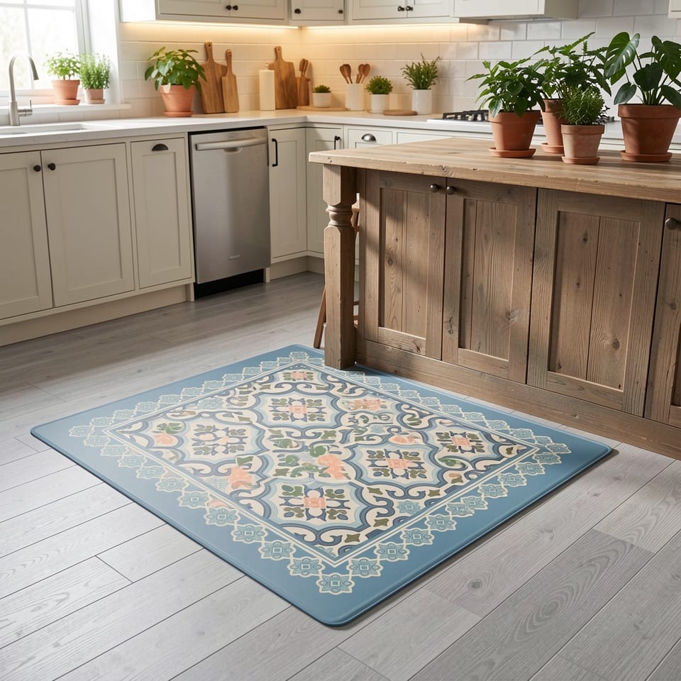 Modern Bohemia Design Waterproof PVC Anti-Fatigue Kitchen Floor Mat - Non-Slip
