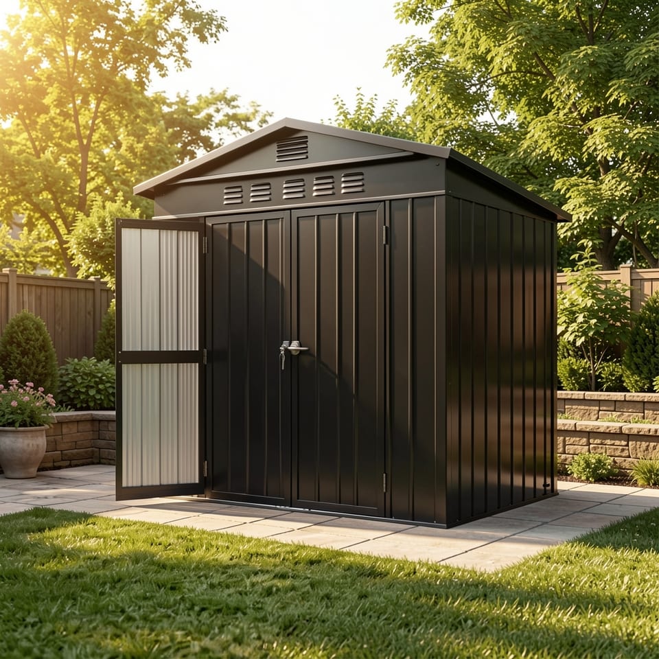 [US Local Delivery] 6x4 Ft Metal Tool Sheds Storage House for Outdoor Storage