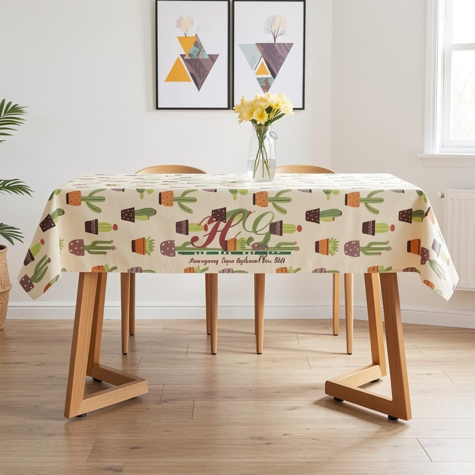 70''X 52'' Vinyl Tablecloth with Flannel Backing Waterproof Oil Proof Stain