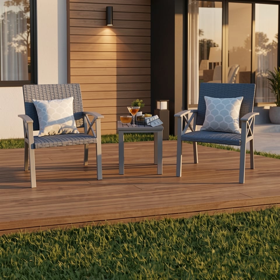 Modern Gray Aluminum Garden Sectional Sofa Outdoor Patio Bistro Set Furniture