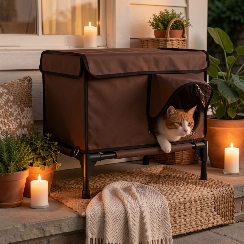 Kangdarpet US Insulated Outdoor Cat House - Weatherproof Elevated Feral Cat