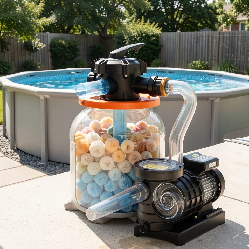 FlashPure pool filter pump with clear tank and black motor